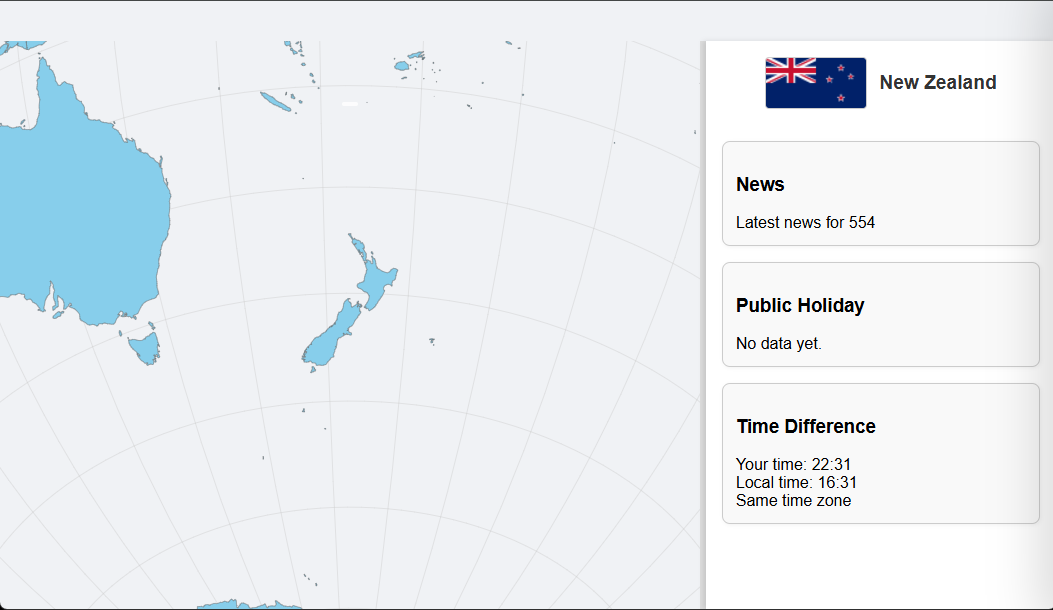 Country Selected Screenshot